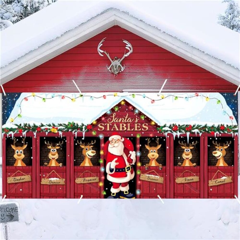 16 x 7ft Christmas Garage Door Banner Decoration Magnetic Garage Door Covers